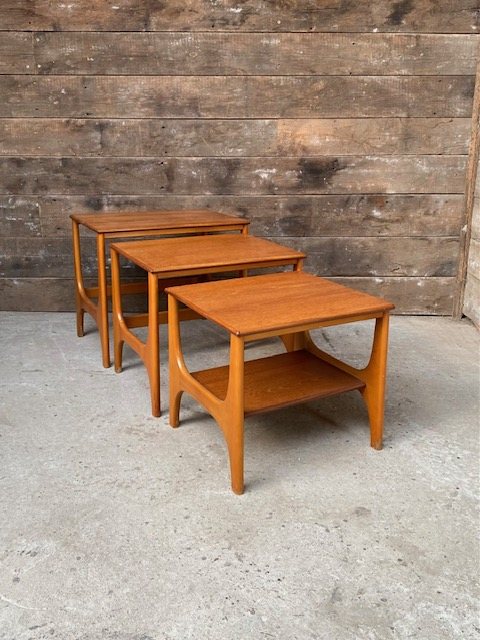 Mid Century 60's Teak Nest Of Coffee Tables