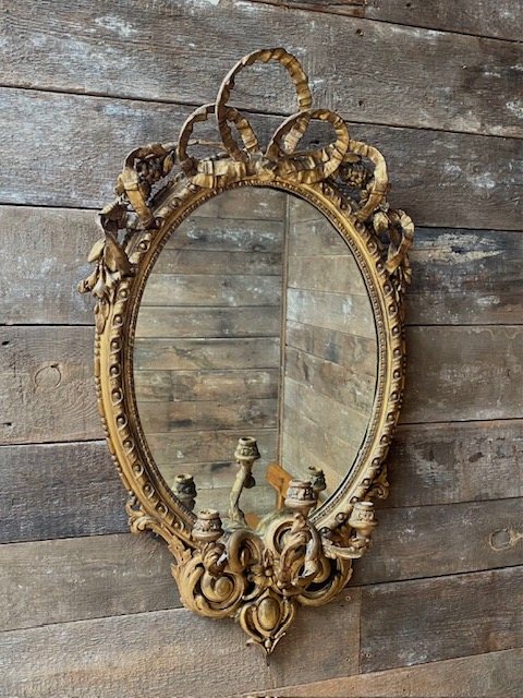 Beautiful 18th Century Rococo Gilt Wood Girandole Mirror