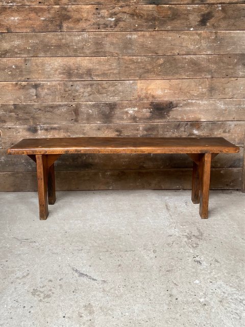 Antique Early 20th Century Hardwood Bench