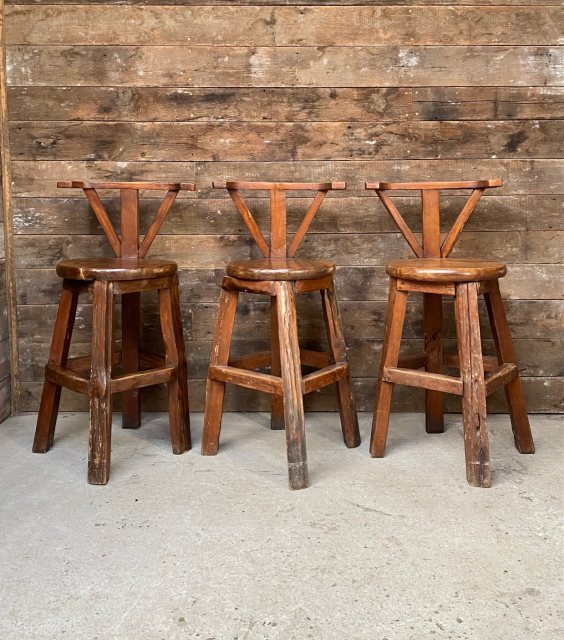 Fantastic Naturalistic Hardwood Chunky Bar Stools