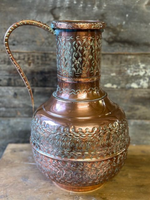 Vintage Embossed Copper Jug