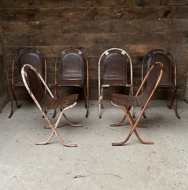 Unusual & Rare Mid-Century Metal Frame Stacking Chairs