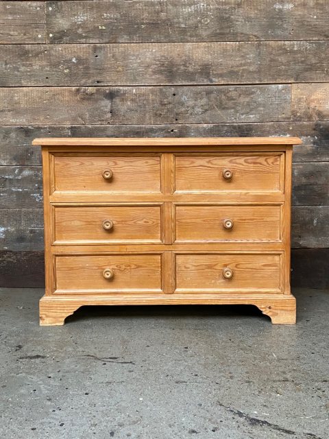Contemporary Low Solid Pine Chest Of Drawers