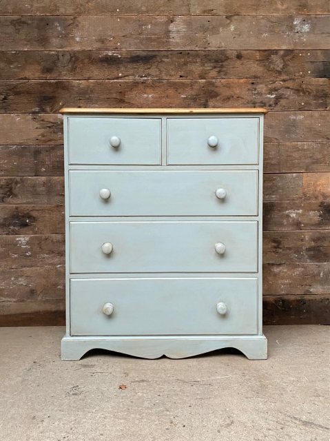 Vintage Hand Painted Pine Chest Of Drawers