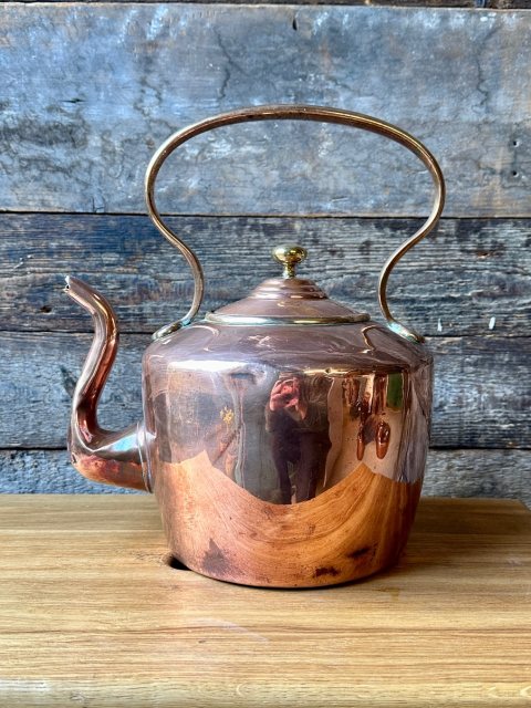 Antique 19th Century Polished Copper Kettle