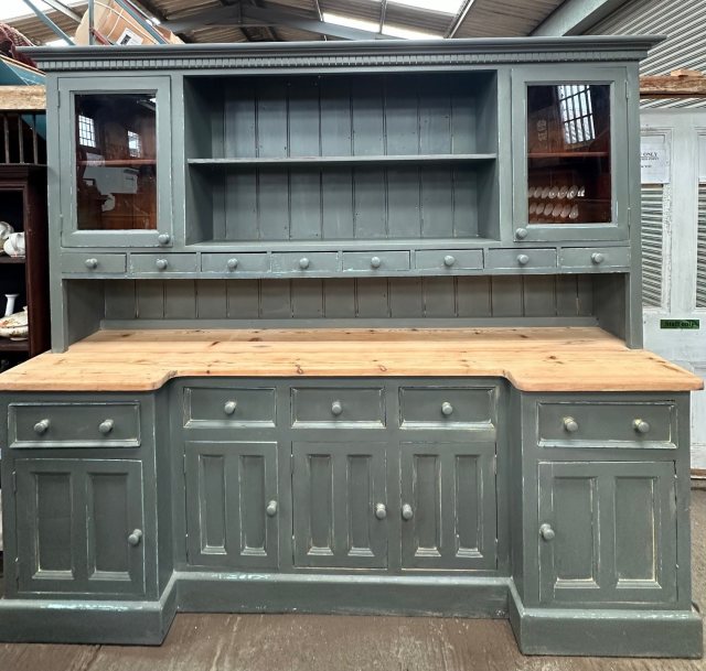 Large Painted Pine Glazed Dresser