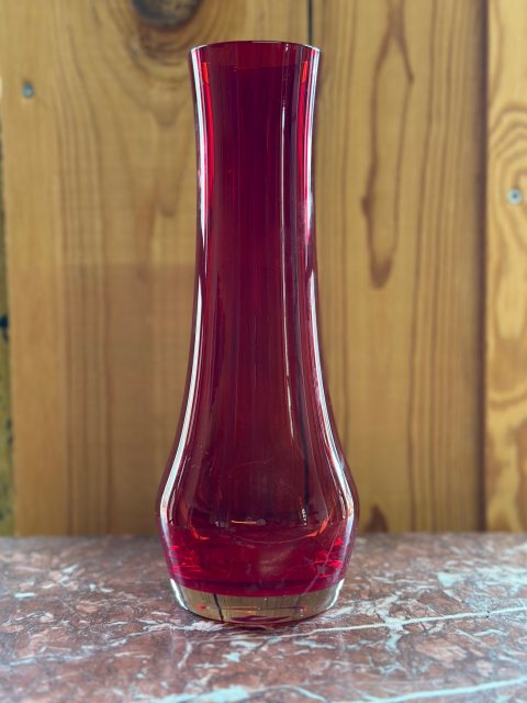 Mid Century Scandinavian Riihimake Red Glass Vase