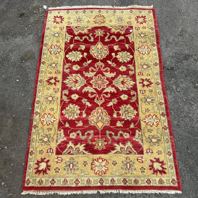Vintage Red & Cream Wool Rug