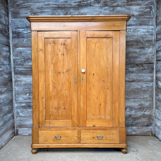 Fantastic Vintage Waxed Pine Armoire Cupboard