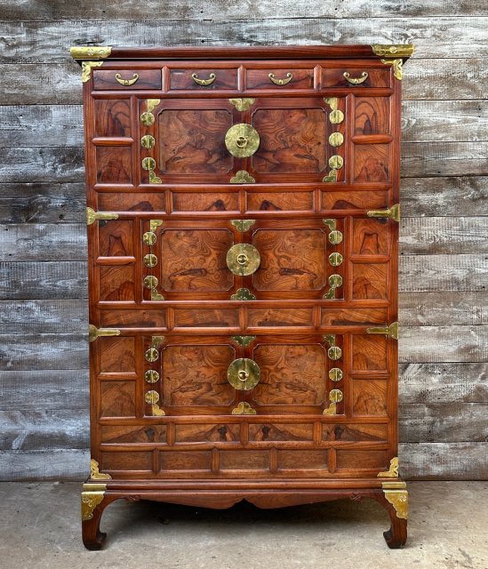 Excellent Vintage Elm Korean Tansu Cabinet