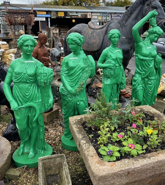 Painted Cast Iron Four Seasons Statues