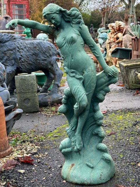 Finely Cast Painted Iron Elegant Women Statue