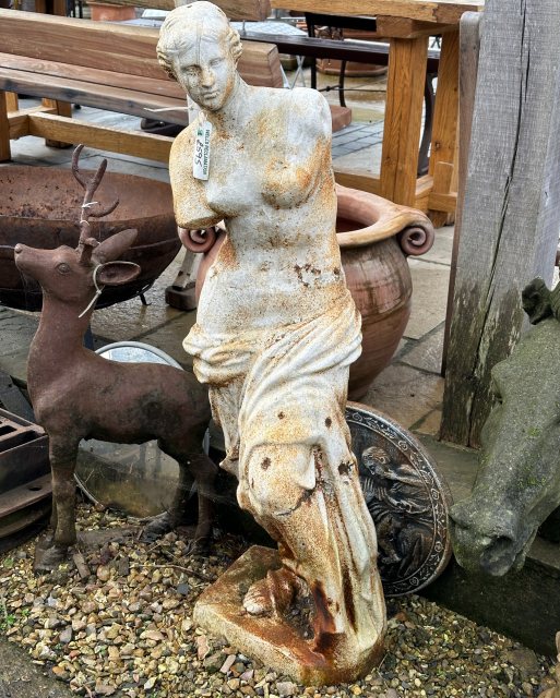 Painted Cast Iron Small Venus Statue