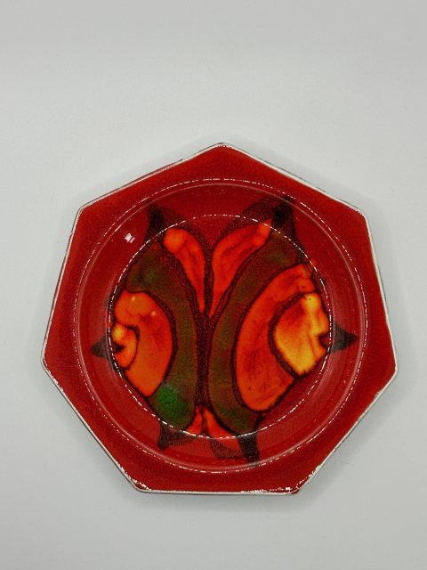 Vintage Poole Pottery Delphis Heptagon Pin Dish 6"