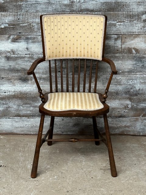 Fine Antique Victorian Oak Upholstered Armchair