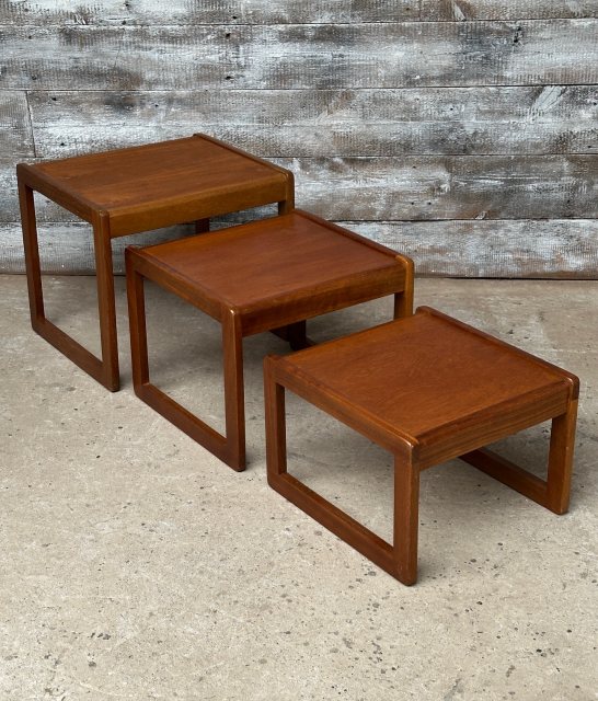 Vintage Mid Century Teak Nest Of Coffee Tables
