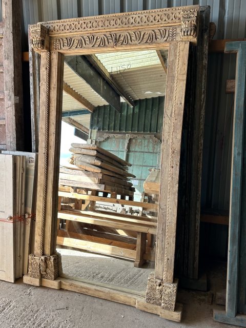 Fabulous Massive Indian Carved Hardwood Mirror