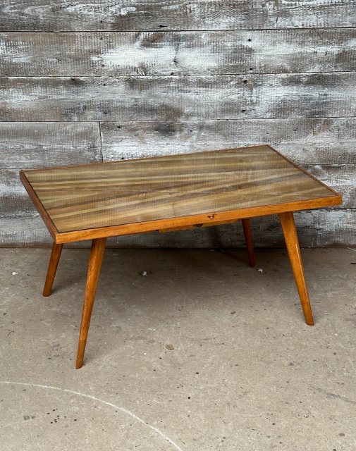 Unusual Mid Century Parquetry Danish Coffee Table