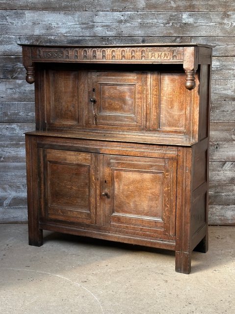 Antique 17th Century Style Gothic Revival Oak Court Cupboard