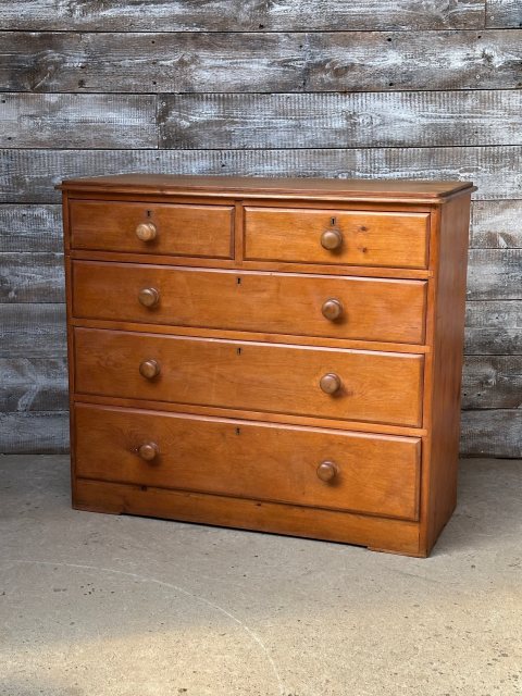 Antique 19th Century Waxed Pine Country Chest of Drawers