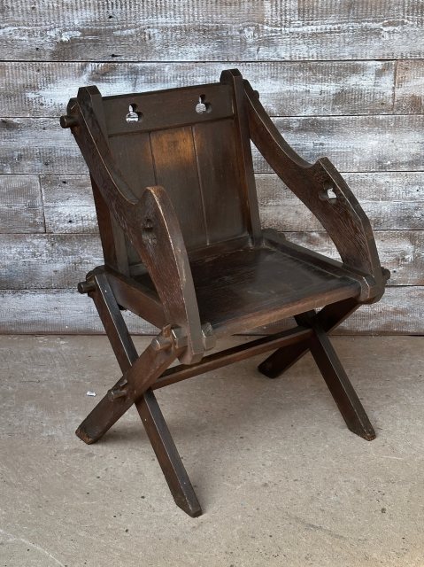 Antique Stained English Oak Glastonbury Chair c1900