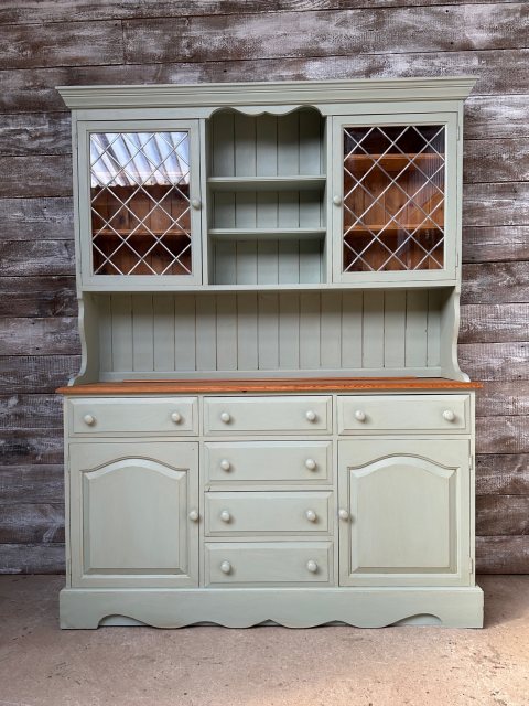 Large Painted Pine Glazed Dresser