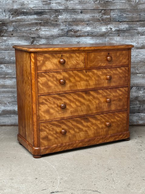 Antique Victorian Flame Mahogany Large Chest of Drawers