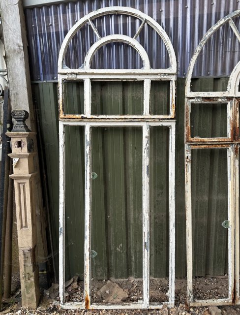 Reclaimed 1930's Galvanised Cast Iron Arched Window Frame