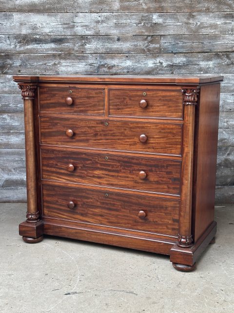 Imposing Antique Neoclassical Style Mahogany Chest Of Drawers