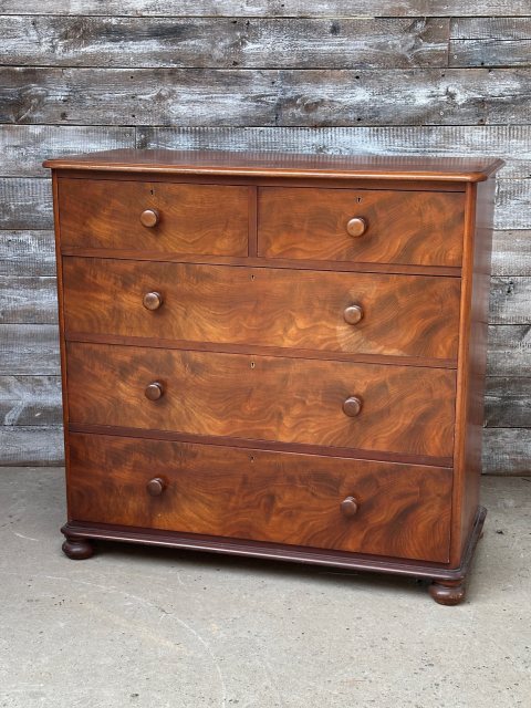 Antique Large Edwardian Mahogany Chest Of Drawers