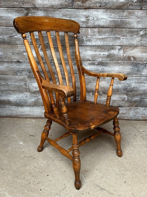 Antique 19th Century English Elm Grandfathers Chair