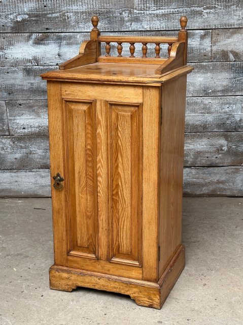 Antique Victorian Waxed Pine Bedside Cupboard