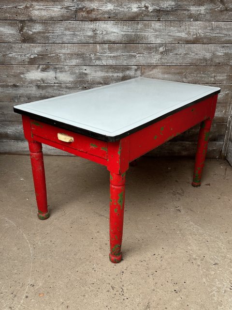 Unusual Painted Victorian Tin Topped Table