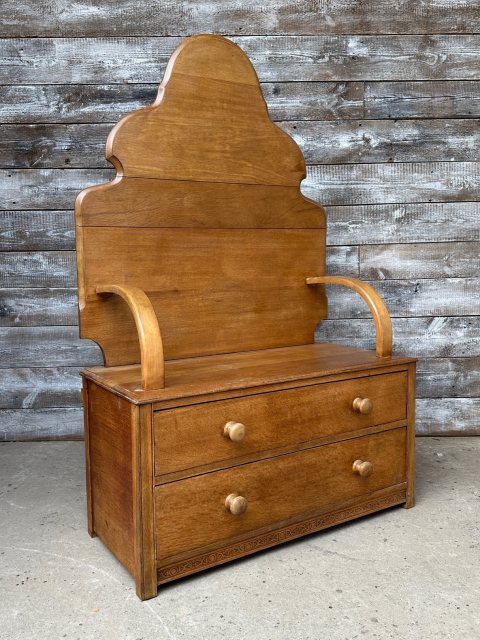 Vintage Mid 20th Century French Oak Hall Settle