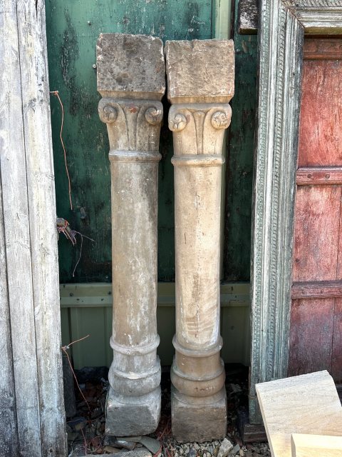 Reclaimed Antique Carved Stone Neoclassical Columns