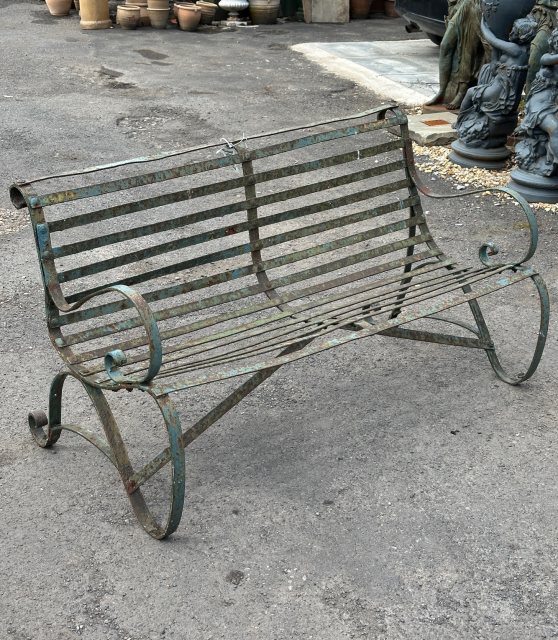 Good Antique Victorian Wrought Iron Garden Bench