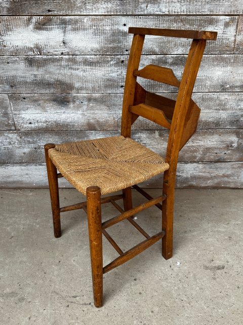 Unusual Vintage Rattan Seat Chapel Chair