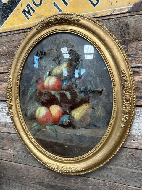 Antique 19th Century Oil On Canvas Still Life