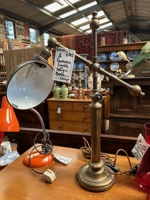 Interesting Vintage Brass Adjustable Lamp