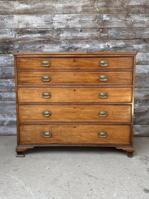 Fine & Large Edwardian Inlaid Mahogany Secretaire Chest of Drawers