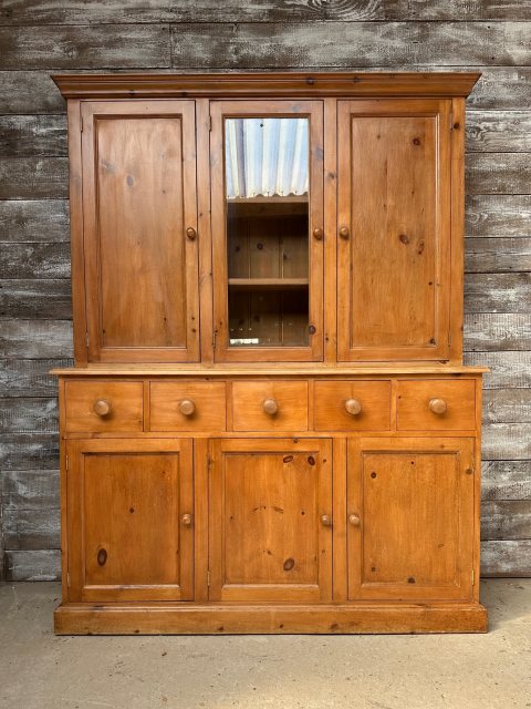 Unusual Vintage Large Waxed Pine Dresser