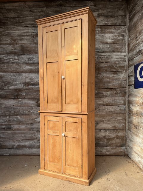 Charming Antique Light Pine Tall Larder Cupboard