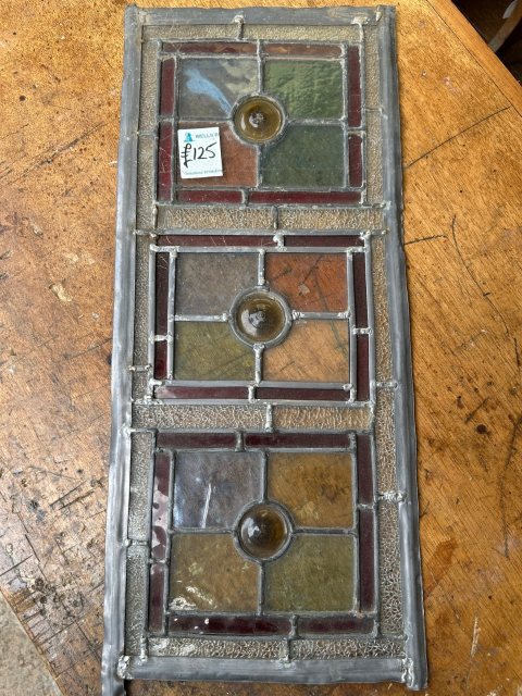 Antique Victorian Leaded Stained Glass Small Panel