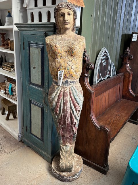 Vintage Hand Carved & Painted Figurehead