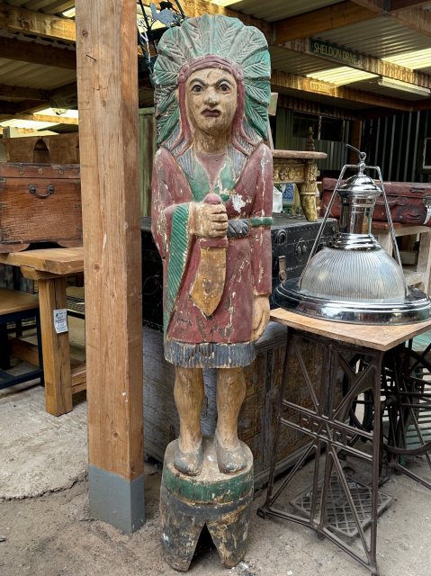 Vtg Hand Carved & Painted Native With A Slightly Confused Expression
