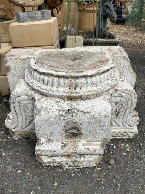 Reclaimed 19th Century Carved Stone Column Base