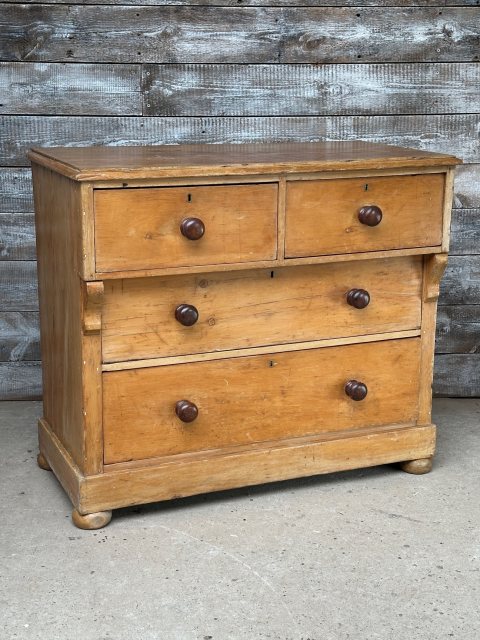 Unusual Antique Victorian Country Pine Chest of Drawers
