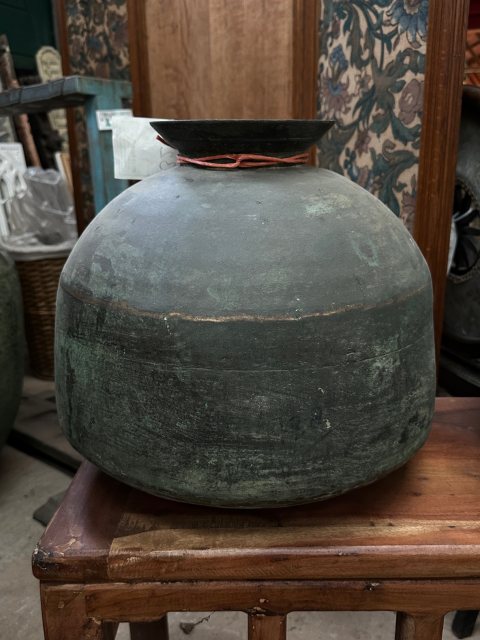Antique Patinated Copper Small Planter
