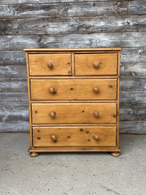 Vintage Small Waxed Pine Chest Of Drawers
