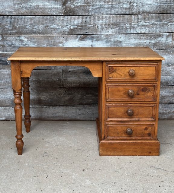Vintage Waxed Pine Kneehole Desk